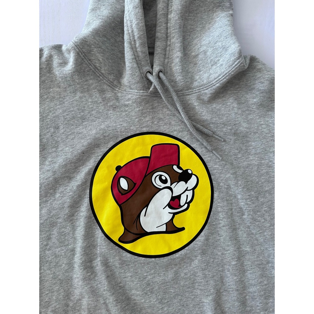 Buc-ee's Beaver Logo Pullover Hoodie Heather Gray XL Texas Travel Center Camp - Picture 2 of 5